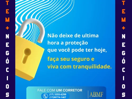 🌟 ABMF Corretora de Seguros e Certificação Digital oferece soluções completas e personalizadas para garantir sua segurança e tranquilidade. Localizada na Boa Vista, Rio Preto, oferecemos uma ampla gama de seguros, como automóvel 🚗, residencial 🏠, empresarial 💼, de vida ❤️, motocicleta 🏍️, viagem ✈️ e responsabilidade civil ⚖️. Além disso, trabalhamos com serviços de certificado digital 🔐, fiança locatícia 🏢, consórcios 💳 e seguros de invalidez ♿. Nossa missão é proteger o que é mais importante para você, oferecendo atendimento de excelência e produtos de qualidade. Proteja seu patrimônio com a ABMF! 💼